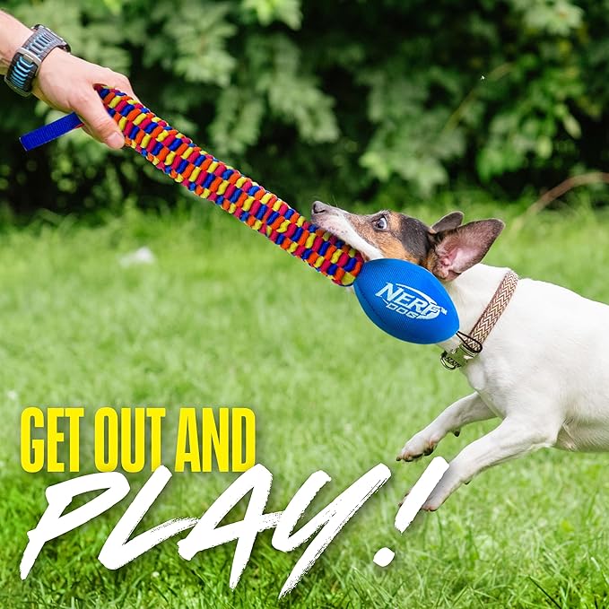 Nerf Dog Rainbow Vortex Chain Tug Dog Toy, Lightweight, Durable and Water Resistant, 19 Inches, For Medium/Large Breeds, Single Unit, Rainbow Colored