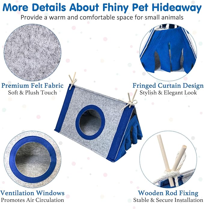 Fhiny Guinea Pig Hideout, Washable Guinea Pig Hideaway 14.6"x 9.8"x 8.3" Removable Triangular Bunny Tent Small Animal Bed for Bunnies Chinchillas Hedgehogs to Rest and Hide