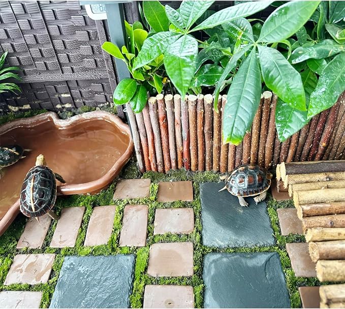 2 Pack Reptile Basking Platform 11.8 × 7.9" + 4", Reptile Slate, Basking Rock, Slate Tiles Rocks for Reptiles,Terrarium Bowls for Bearded Dragon Tortoise Turtle Ball Python Snake Lizard Gecko