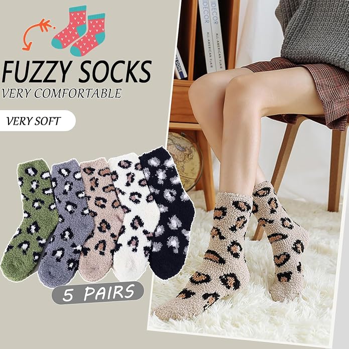 Ginmewrae Women Fuzzy Socks Cozy Soft Fluffy Cute Animal Slipper Socks Sleeping Warm Socks Christmas Gift for Girls