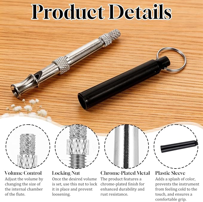 2 Pack Dog Whistle, Metal Dog Training Whistles to Stop Barking Neighbors Dogs, Ultrasonic Silent Adjustable Training Whistle with Lanyard (Black+White)