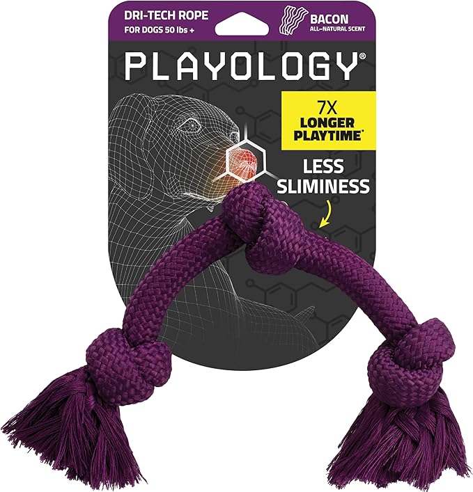 Playology Dog Toys | Dri-Tech Rope Tug of War Dog Toy for Tough Chewers | Bacon Scented Jumbo Tug Rope Toys for Large Dogs