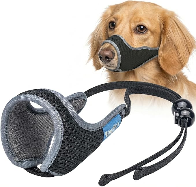 One-Pull Adjustable Dog Muzzle for Small Dogs, No Size Guessing, Soft Comfort Fit, Allows Panting & Drinking, Prevents Biting, Size 2 (Snout Length: 1.9–2.5")