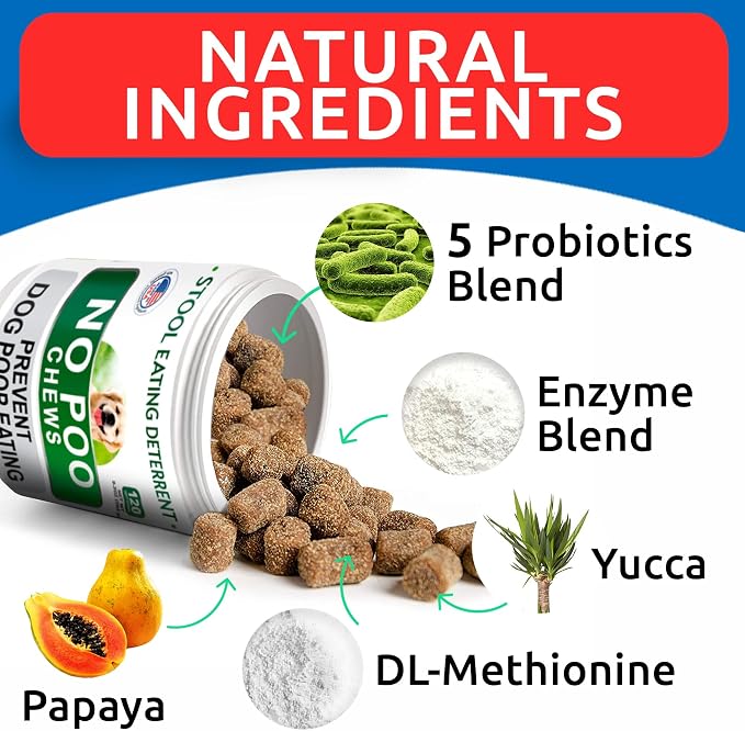 No Poo Chews for Dogs - Coprophagia & Stool Eating Deterrent with Probiotics, Digestive Enzymes & Breath Aid Support - Stop Dog Poop Eating