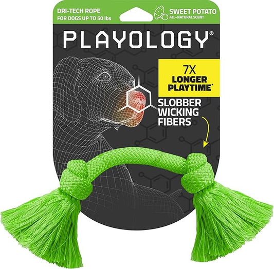 Playology Dog Toys | Dri-Tech Rope Tug of War Dog Toy for Tough Chewers | Sweet Potato Scented Medium Tug Rope Toys for Dogs
