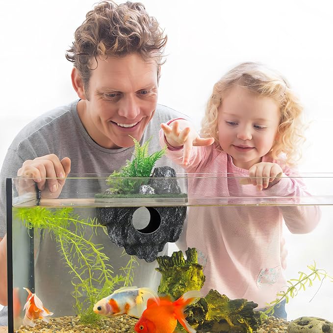 jojofuny Floating Aquarium Decoration Realistic Rock Landscape Ornament Fish Tank Hideout Shelter for Betta Guppies Goldfish Shrimp Hermit Crabs 4.7X6.3X3.1 Inches