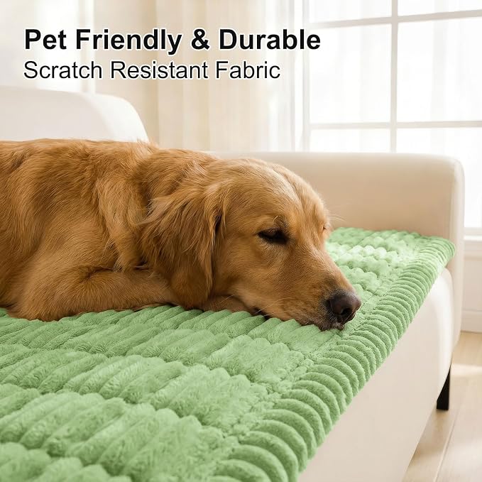 Smiry Couch Cover for Dogs, Non Slip Washable Sofa Protector for Pets, Soft Furniture Cover for Pet, Stylish Sofa Covers, Cozy Protect Against Fur, Dirt & Everyday Messes (Grass Green, 27.6" x 27.6")
