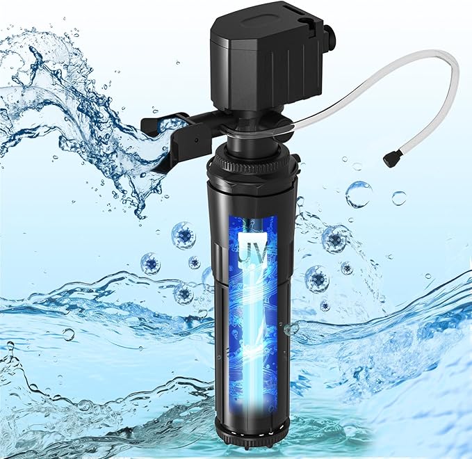 hygger Aquarium Filter with UV Light for 40-80 Gallon Tank, Multi-Use Submersible Fish Tank Filter for Filtration/Algae Clean/Oxygenation/Wavemaker/Circulation