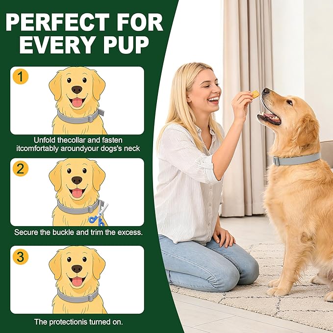 4 Pack Essential Oil Collars Dog Flea & Tick Collar Set with Natural Essential Oils, Adjustable Flea Control for Dogs