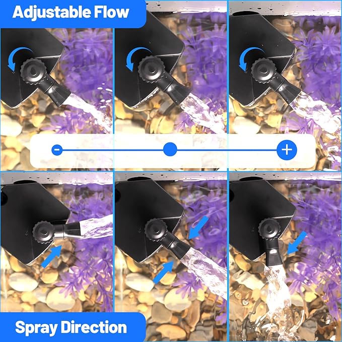 Yaubay Aquarium Internal Filter for Up to 10 Gallons, Upgraded Fish Tank Filters with 3-Stage Filtration Trio, Adjustable Water Flow, Quiet Corner Filters for Fish Turtle Shrimp Tank, 80GPH, 4W