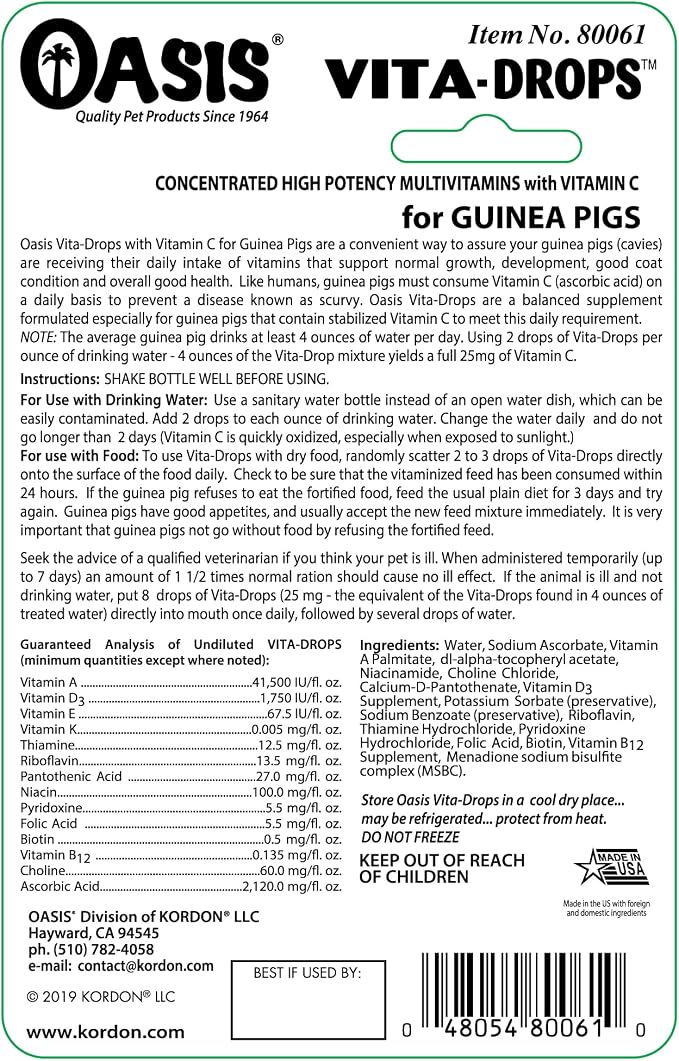 Oasis # 80061 Guinea Pig Vita Drop, 2-Ounce (Pack of 2)