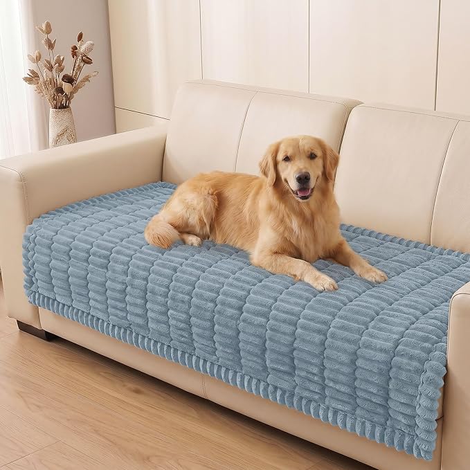 Smiry Couch Cover for Dogs, Non Slip Washable Sofa Protector for Pets, Soft Furniture Cover for Pet, Stylish Sofa Covers, Cozy Protect Against Fur, Dirt & Everyday Messes (Haze Blue, 35.4" x 70.9")