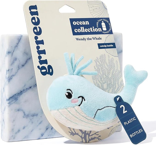 Cat Toys | Plush Whale Stuffed Animal for Cats | Eco Friendly Interactive Cat Toys for Indoor Cats