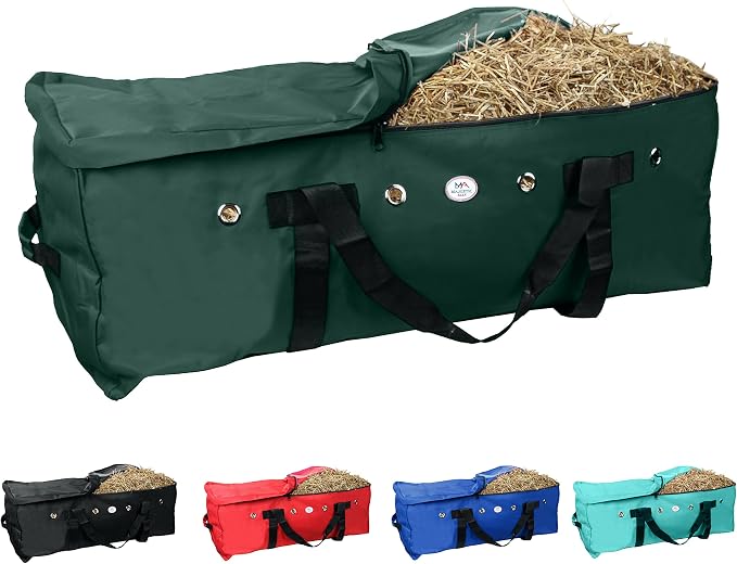 Majestic Ally 1200 D Nylon Fabric Large 44” x 20” x 16” and Extra Large 52" x 27" x21" Heavy-Duty Hay Bale Storage Bag (Hunter Green, Large)