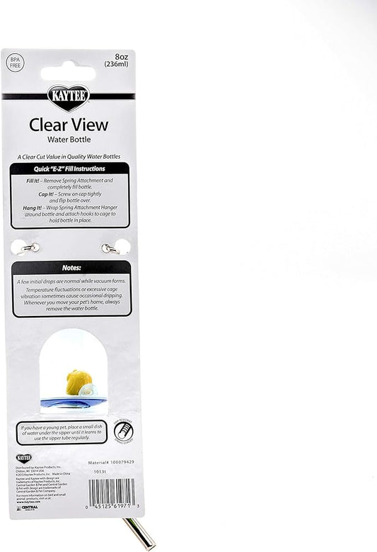 Kaytee Clear View Water Bottle for Pet Gerbils, Hamsters & Mice, 8 oz