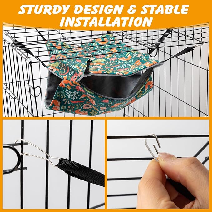 ondware 2 Pack Ferret Hammock and Tunnel Set, Soft Ferret Toys, Washable Rat Cage Accessories for Hamster Sugar Glider Squirrel