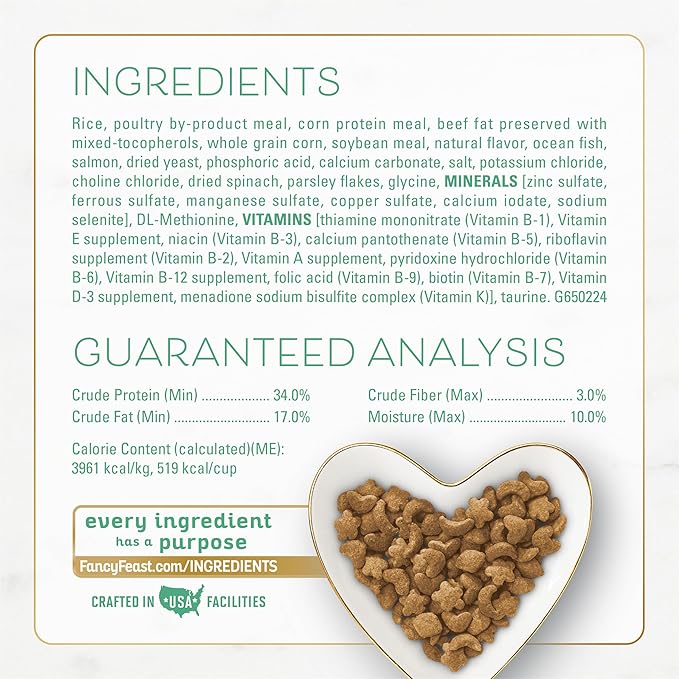 Fancy Feast Purina Dry Cat Food with Ocean Fish, Salmon, and Garden Greens Accents - 7 lb. Bag (Pack of 2)