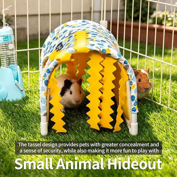 Guinea Pig Hideout No Bottom Guinea Pig Bed Easy to Clean Rabbit Hideout Bunny Beds - Small Animal Indoor Habitat for Chinchilla Ferret Hedgehog Flower-Branch Mouse (Green)