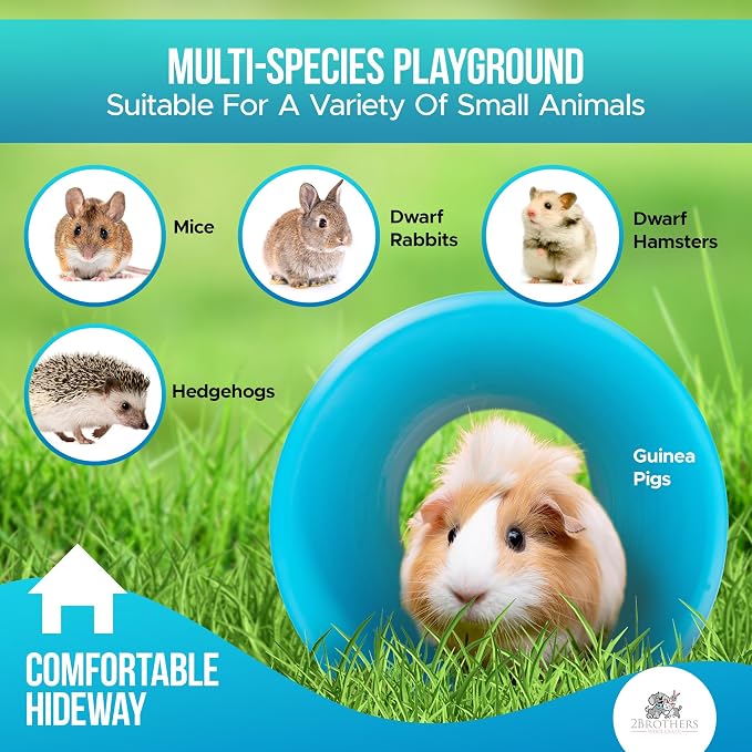 Guinea Pig Tunnels and Hamster Tubes - Fun Ferret Tunnels - Ideal Rat Cage Accessories - Collapsible Guinea Pig Toys for Boredom Relief - Blue