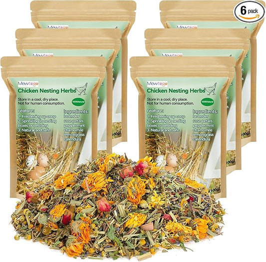 Chicken Nesting Herbs for Outdoor Indoor Chicken Coop - 21OZ Natural Egg-Laying Box Feed Herbs in Premixed 6 Dried Flower Herb for Freshening Bedding Promote Egg Production