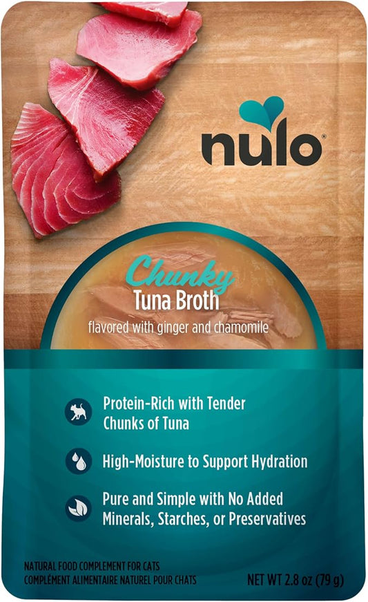 Nulo Freestyle Cat Broth Pouches - Chunky Tuna, High-Protein Wet Cat Food Topper Treat for Indoor & Outdoor Kittens and Adults, 2.8oz Pouches (Pack of 24)