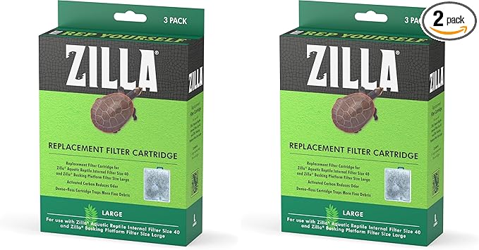 Zilla Reptile Pet Terrarium Water Filter Replacement Cartridge, Large,3 Count (Pack of 2)