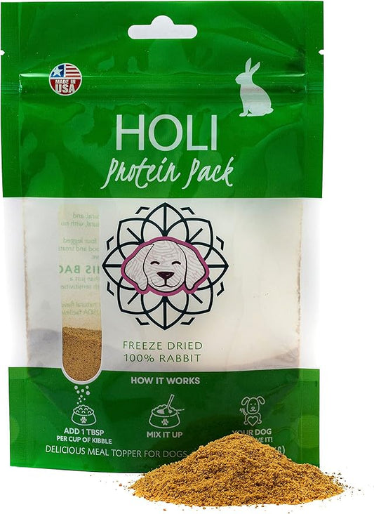 HOLI Rabbit Dog Food Topper – Freeze Dried Rabbit Dog Topper for Dry Food – Single Ingredient, Human-Grade Meal Topper for Picky Dogs – Grain Free & All Natural - 2oz