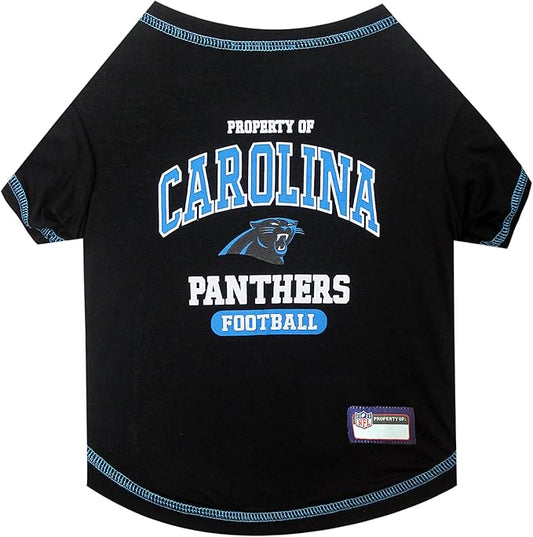 NFL Carolina Panthers Dog T-Shirt for Pets, Size Small. Officially Licensed Pet Shirt with Team Logo, Soft Stretchable Comfort Fit Apparel for Dogs & Cats