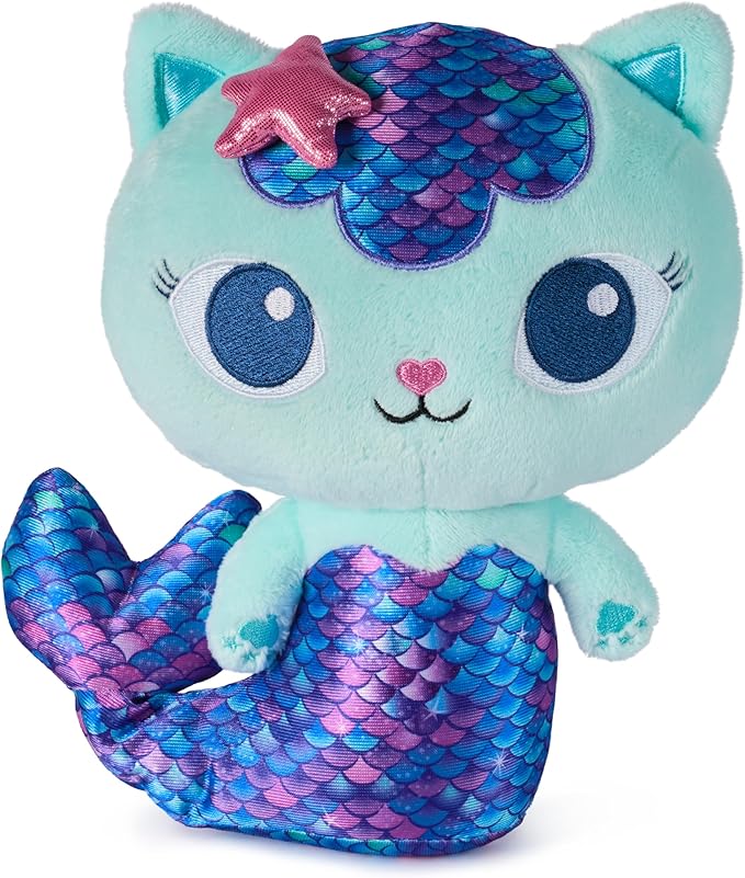 Gabby’s Dollhouse, Fin-Tastic Mercat, Premium Plush Toy, 10-Inch Tall Stuffed Animal with Moving Mermaid Tail, Kids Toys for Girls & Boys Ages 3+