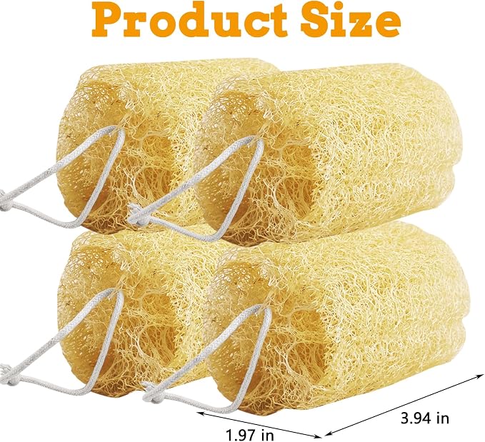 4 Pcs Rabbit Chew Toys Natural Bunny Loofah Chew Toy Chinchilla Teeth Grinding Toys Guinea Pig Fibre-Rich Treats Enrichment Bunny Accessories for Rabbits Hamster (L)