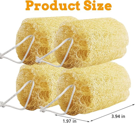 4 Pcs Rabbit Chew Toys Natural Bunny Loofah Chew Toy Chinchilla Teeth Grinding Toys Guinea Pig Fibre-Rich Treats Enrichment Bunny Accessories for Rabbits Hamster (L)