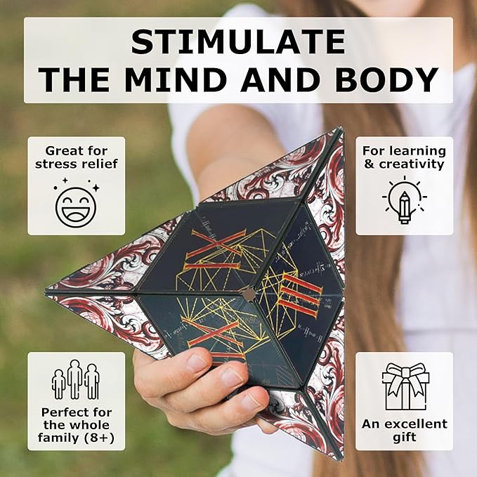 Shashibo Shape Shifting Box - Award-Winning STEM Fidget Toy with Ultra Strong Magnets - Puzzle Cube Transforms Into 100+ Shapes, Perfect Sensory Gift for Kids, Teens, and Adults (Renaissance)
