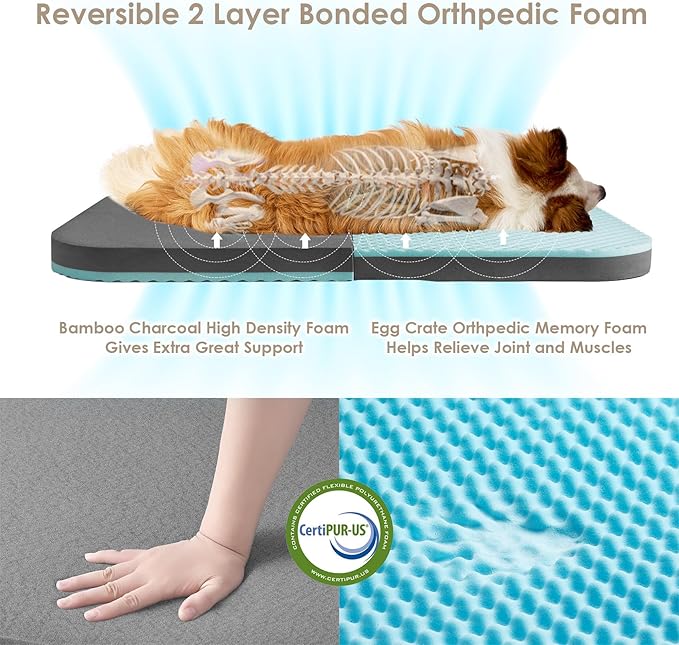 EHEYCIGA Foldable Human Dog Bed, 72"x44"x11" Orthopedic Memory Foam Human Sized Dog Bed, Waterproof Pet Bed for People, Faux Fur Pet Couch for Adult with Non-Slip Bottom, Faded Brown