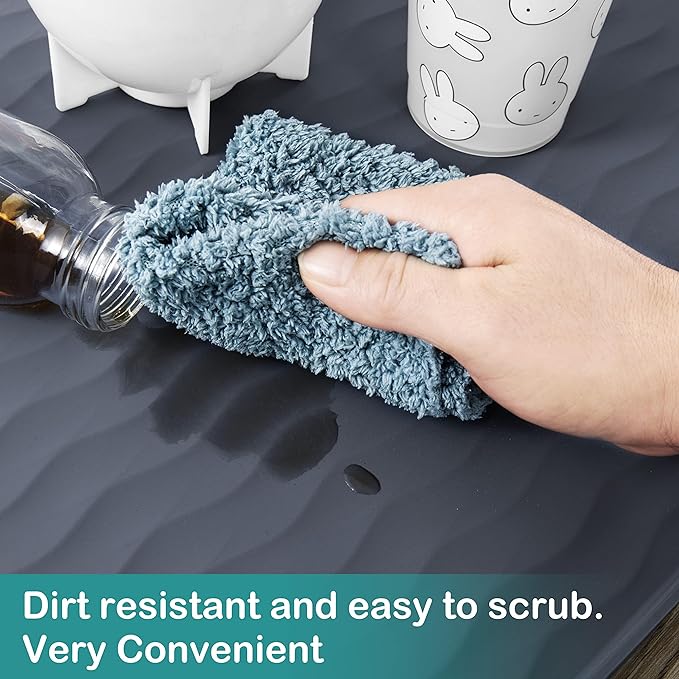 URMONA Waterproof Silicone Under Sink Mat 19'' x 19'' Shelf Liner for Kitchen and Bathroom, Cabinet and Counter Protector, Storage and Organizers, Litter Mat, Pet Cat Puppy Essentials(Brown)