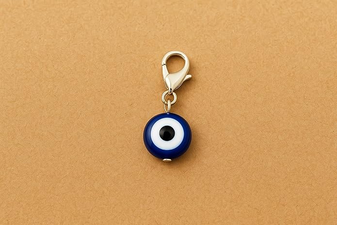 Evil Eye Charm Pendants Blue White Resin Alloy Clip-On Tiny DIY Bracelet Necklace Keychain Pet Collar (3 Pcs)