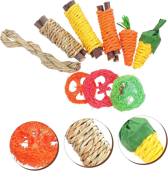 Totority Bunny Teeth Cleaning Chew for Small Pets Indoor Hamster and Rabbit Dental Care Fun Kit for Healthy Teeth and Play