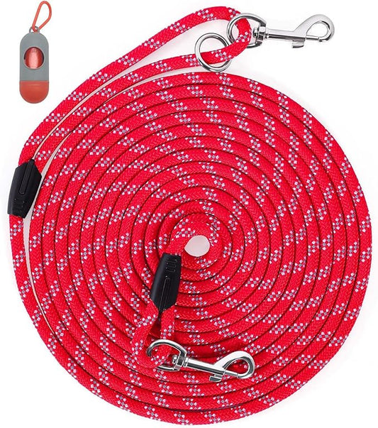 Long Dog Leash for Dog Training 50FT, Heavy Duty Dog Lead for Large Medium Small Dogs Outside Walking, Playing, Camping, or Yard,Red