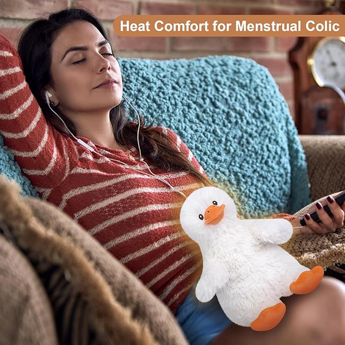 SuzziPals Coolable & Heatable Duck Stuffed Animals, Microwavable Stuffed Animal for Heat Therapy & Stress Relief, Cuddly Warm Duck Plush Toy Heating Pad, Cute Duckling Gifts for Women & Kids