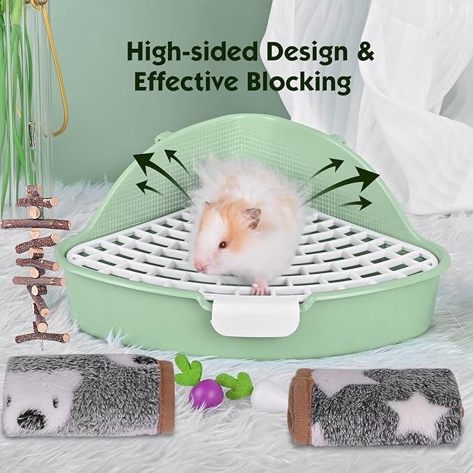 RUBYHOME Triangle Rabbit Litter Box Bunny Potty Training Corner Small Animal Toilet Litter Box Pet Toilet Bedding Pee Pan Tray for Baby Rabbit,Guinea Pigs,Chinchillas,Ferrets