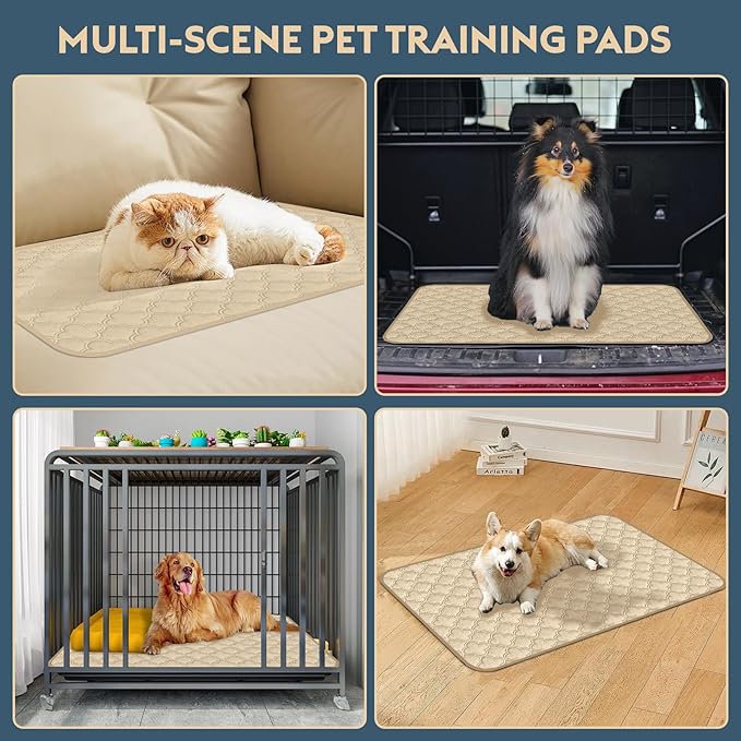 FunFurry Washable Guinea Pig Cage Liner - 2 Pack Reusable Washable Pee Pads，Waterproof Guinea Pig Bedding for Small Animal - Rabbit Bunny Hamster Puppy (Cream, 24" X 47" - 2 Pack)