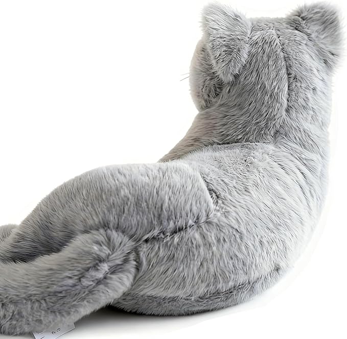 Gray Cat Plush Soft Plush Cat Toy, 12 inch Realistic Black Cat Stuffed Animal Gifts for Boys and Girls (Gray)