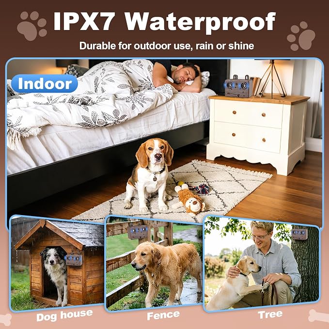 2-Pack Anti Barking Device for Dogs ,Bark Deterrent Device with 3 Frequency Modes & Flashlight, Dog Barking Deterrent Devices for Stopping Barking, Jumping & Bad Behavior, Indoor Outdoor Use(Brown)