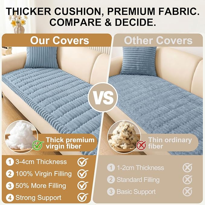 Smiry Couch Cover for Dogs, Non Slip Washable Sofa Protector for Pets, Soft Furniture Cover for Pet, Stylish Sofa Covers, Cozy Protect Against Fur, Dirt & Everyday Messes (Haze Blue, 35.4" x 70.9")