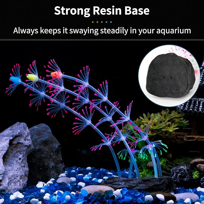 Uniclife Strip Coral Plant Ornament Glowing Effect Silicone Artificial Decoration for Fish Tank, Aquarium Landscape - Pink