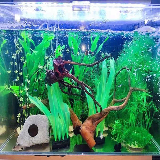 3Pcs Soft Silicone Aquarium Plants Set Glowing Kelp Fish Tank Plants Decor Artificial Green Aquarium Plant Simulation Artificial Water Grass for Fish Tank,7.08in9.84in16.9in