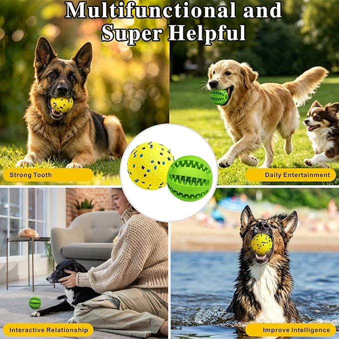 Idepet Dog Toy Ball Tennis Balls for Aggressive Chewers,Nontoxic Bite Resistant Toys ETPU High-Bounce Floating Fetch Toys for Teething for Small Medium Dogs (Green&Yellow, 4 Balls-2.75in)