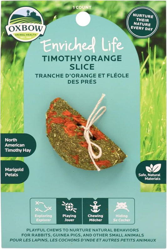 Oxbow Enriched Life Timothy Orange Slice, Playful Chew for Small Animals, Timothy Hay Toy, Chewing Toy for Guinea Pigs, Rabbits, and Other Small Animals, 1 Count