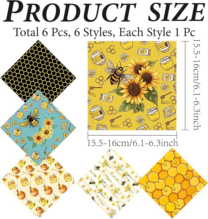 CREATCABIN 6Pcs Glasses Cleaning Cloth Insects Microfiber Cleaning Cloths Bee Glasses Cleaner Wipes Soft Microfiber Reusable for Eyeglasses Camera Lens Laptops Screens Phone 6 x 6 Inch Yellow