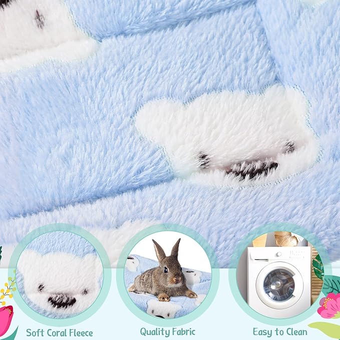 Jetec 2 Pieces Guinea Pig Bed Rabbit Bed Warm Small Animal Hamster Bunny Mats Winter Warm for Bunny Hamster Squirrel Hedgehog Chinchilla Small Animal Accessories(Cute Color,Bear Pattern)