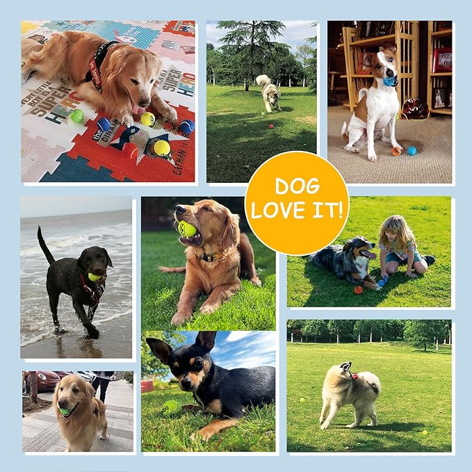 INSUM Squeaky Tennis Balls for Dogs Pack of 4 Easy Catching Dog Fetch Balls (Squeaky-Yellow)